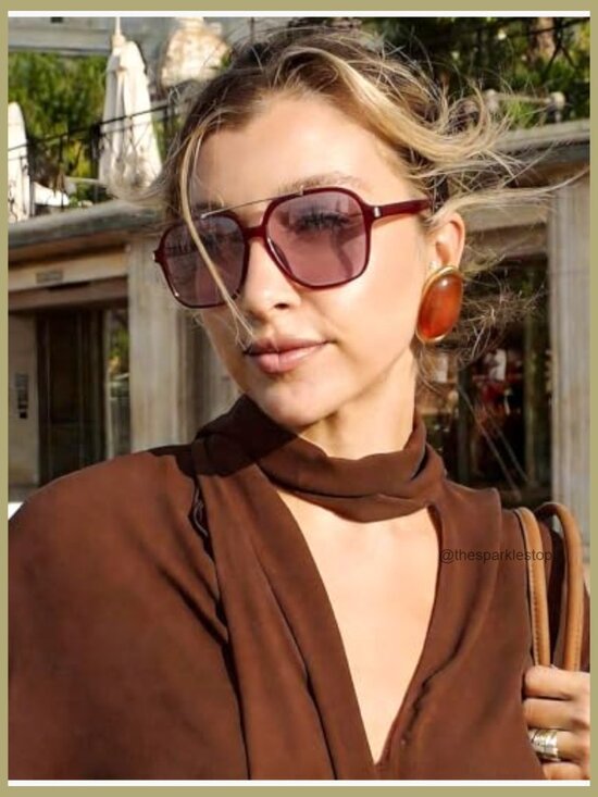 Retro Aviator Sunglasses Square Plastic Frame UV Protection main image 7